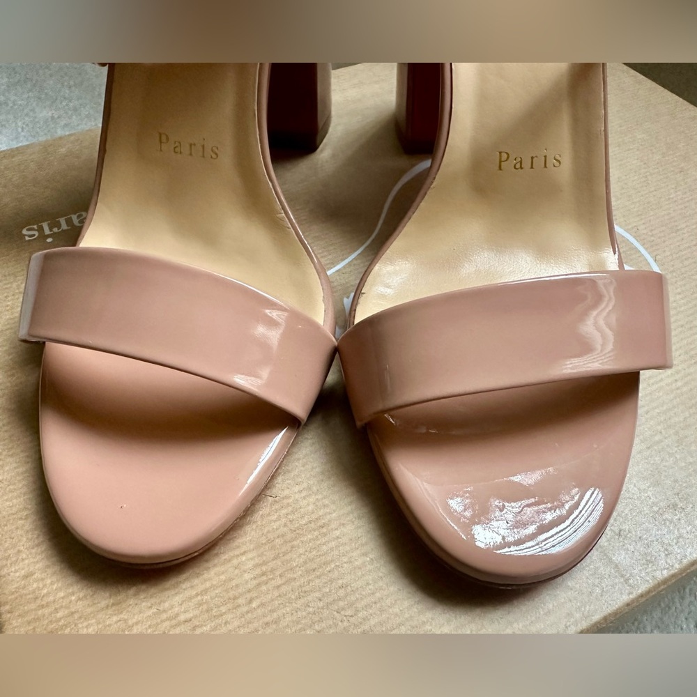 Christian Louboutin Nude Patent Leather Sandals - Picture 7 of 11